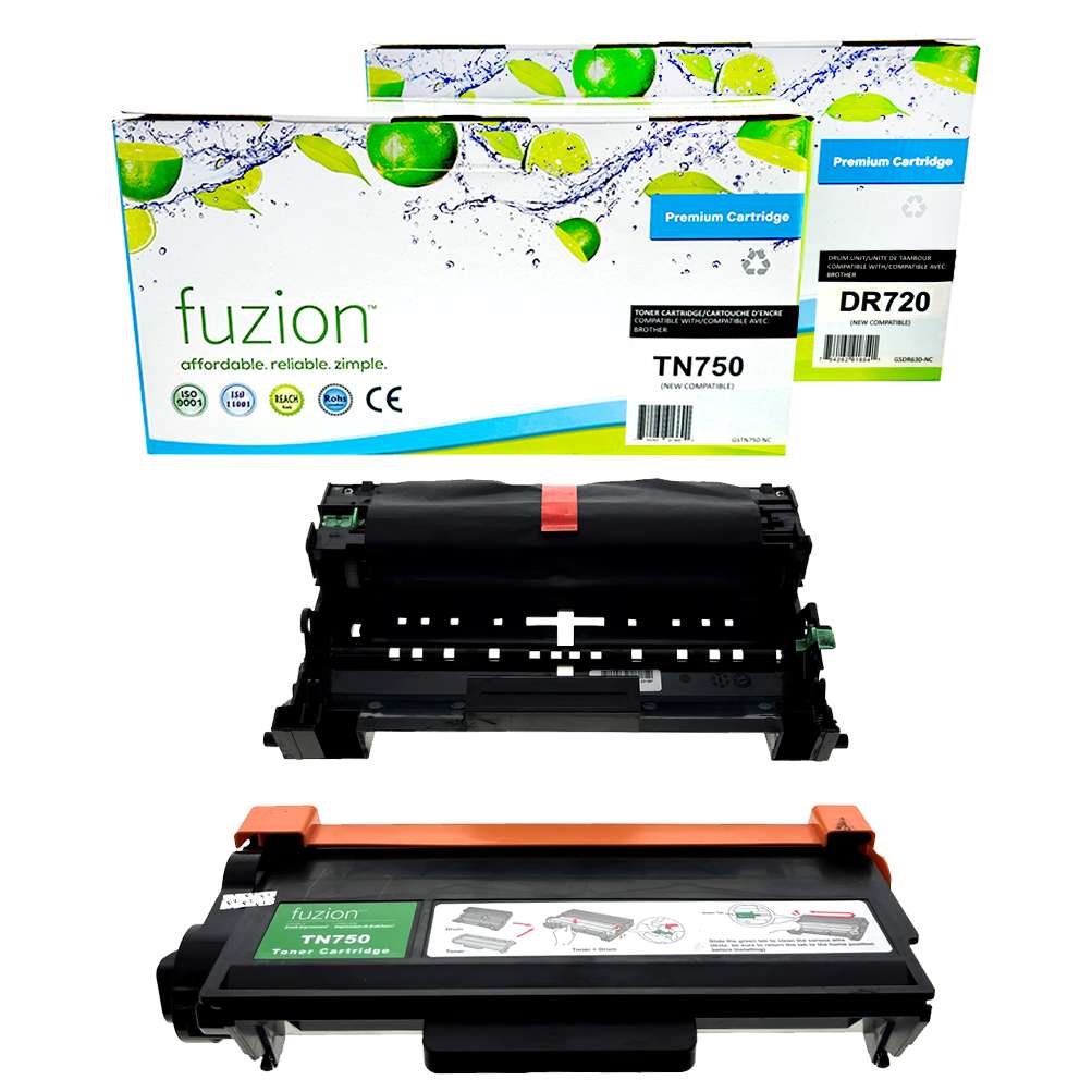 Brother TN750 / DR720 Compatible Toner Cartridge & Drum Combo